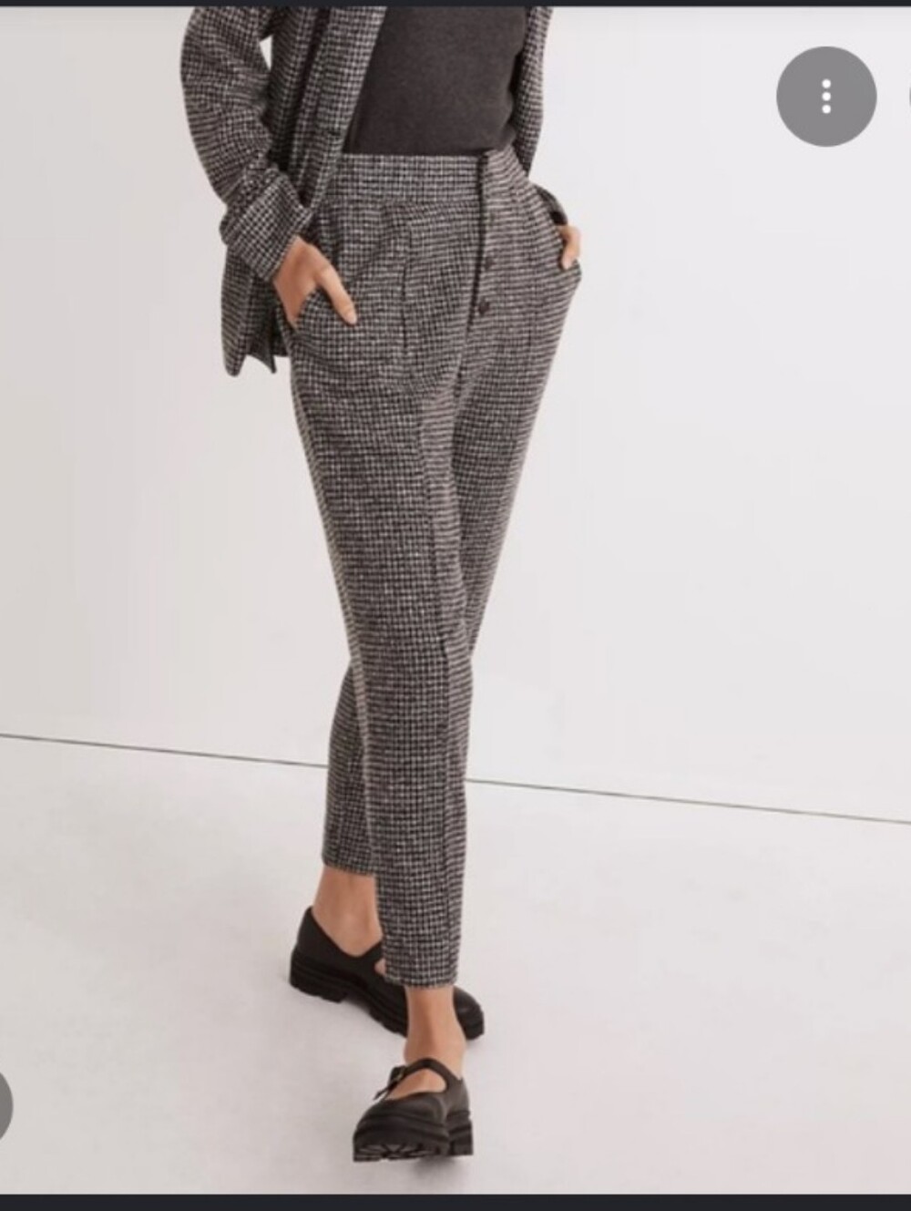 Madewell Huston Brushed Knit Houndstooth Pants Button Front